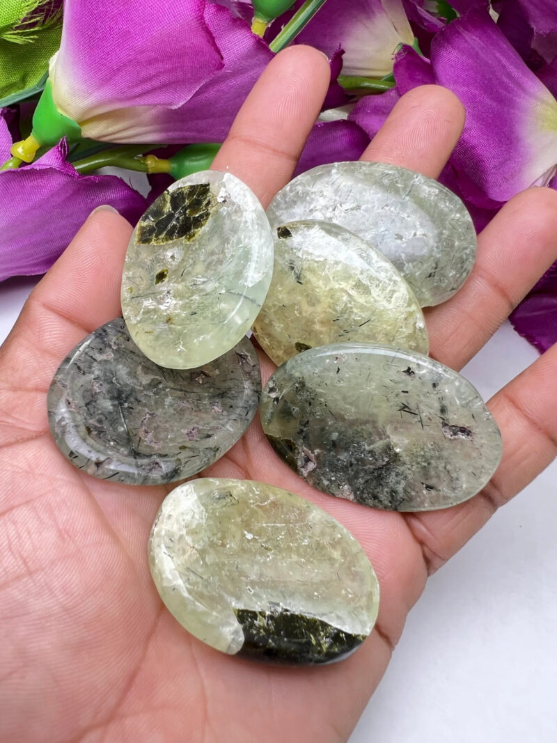 Prehnite Oval Shape Worry Stone for Crystal Healing And Meditation - Pocket Palm Stone - Thumb Stone One (1) Piece - Image 6
