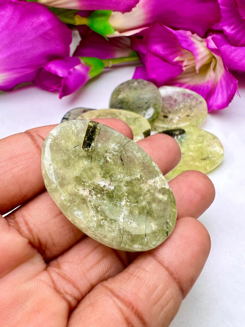 Prehnite Oval Shape Worry Stone for Crystal Healing And Meditation - Pocket Palm Stone - Thumb Stone One (1) Piece - Image 7