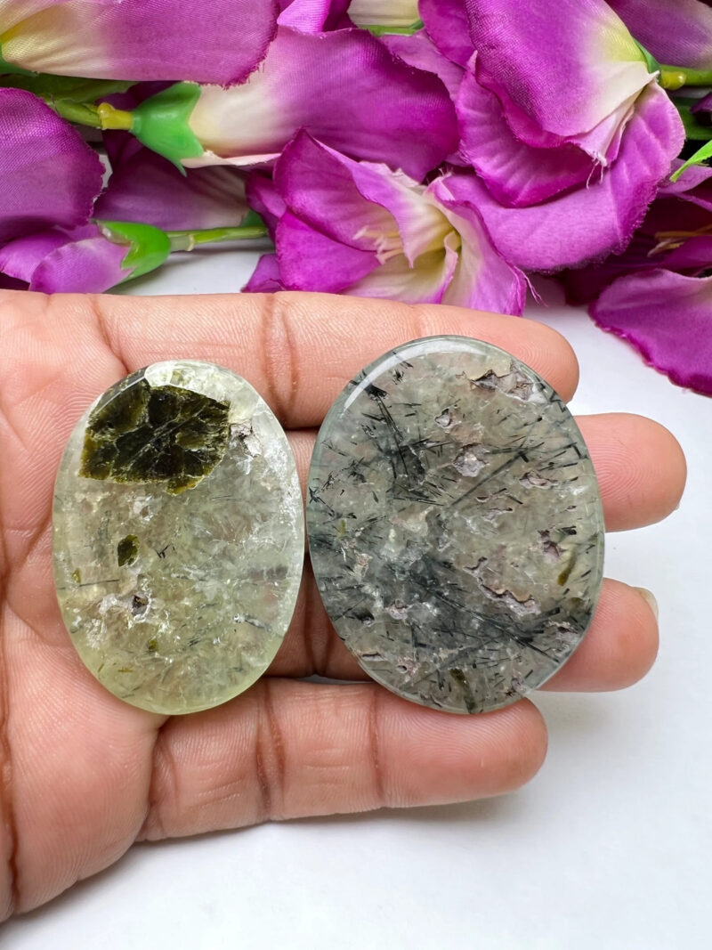 Prehnite Oval Shape Worry Stone for Crystal Healing And Meditation - Pocket Palm Stone - Thumb Stone One (1) Piece - Image 9