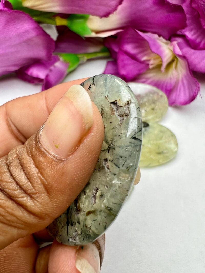 Prehnite Oval Shape Worry Stone for Crystal Healing And Meditation - Pocket Palm Stone - Thumb Stone One (1) Piece - Image 11