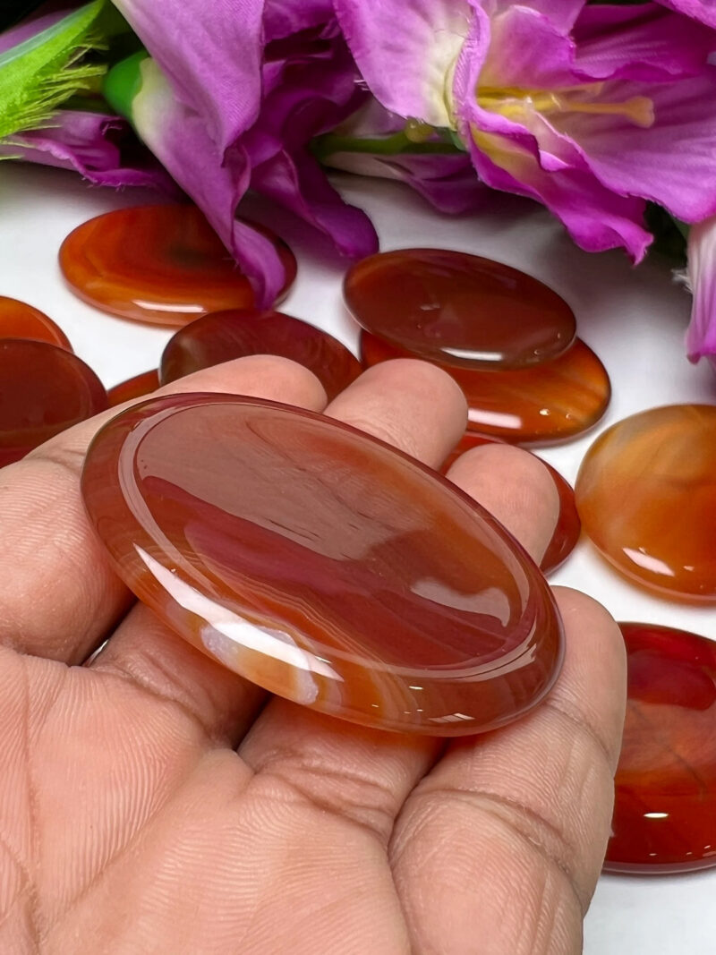 Carnelian Stone Oval Shape Worry Stone for Crystal Healing And Meditation - Pocket Palm Stone - Thumb Stone One (1) Piece - Image 3