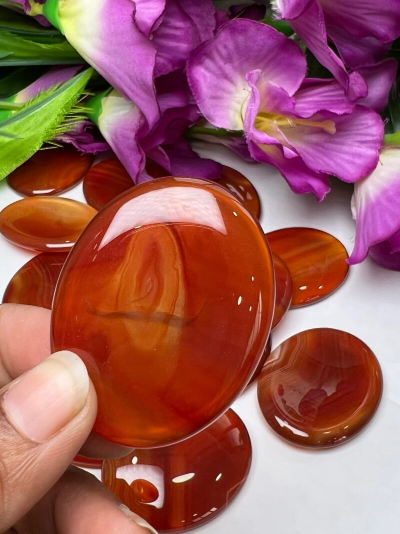 Carnelian Stone Oval Shape Worry Stone for Crystal Healing And Meditation - Pocket Palm Stone - Thumb Stone One (1) Piece