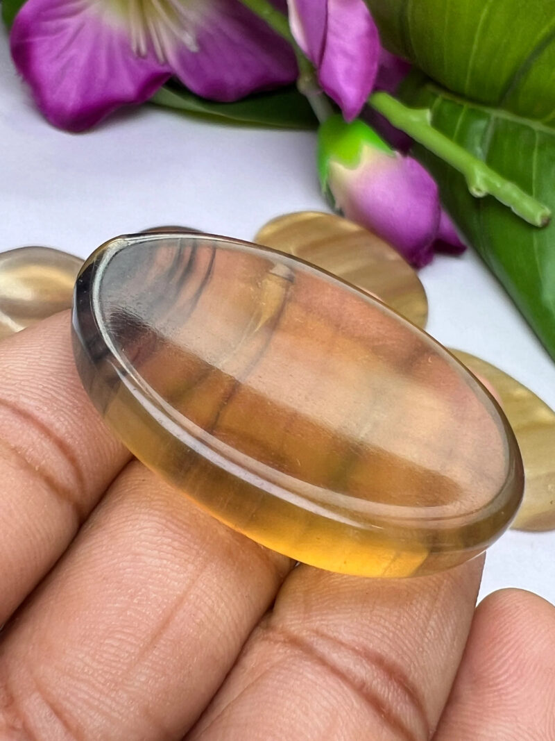 Yellow Rainbow Fluorite Stone Oval Shape Worry Stone for Crystal Healing And Meditation - Pocket Palm Stone - Thumb Stone One (1) Piece - Image 7