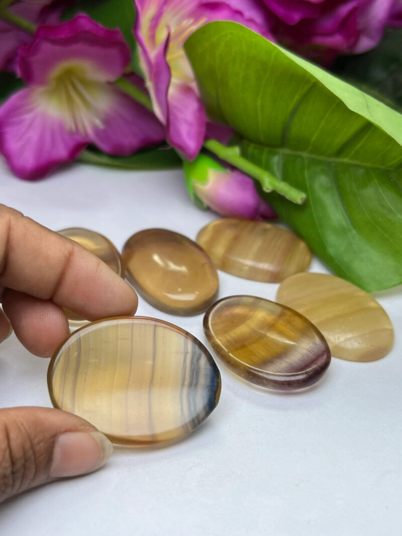 Yellow Rainbow Fluorite Stone Oval Shape Worry Stone for Crystal Healing And Meditation - Pocket Palm Stone - Thumb Stone One (1) Piece - Image 10