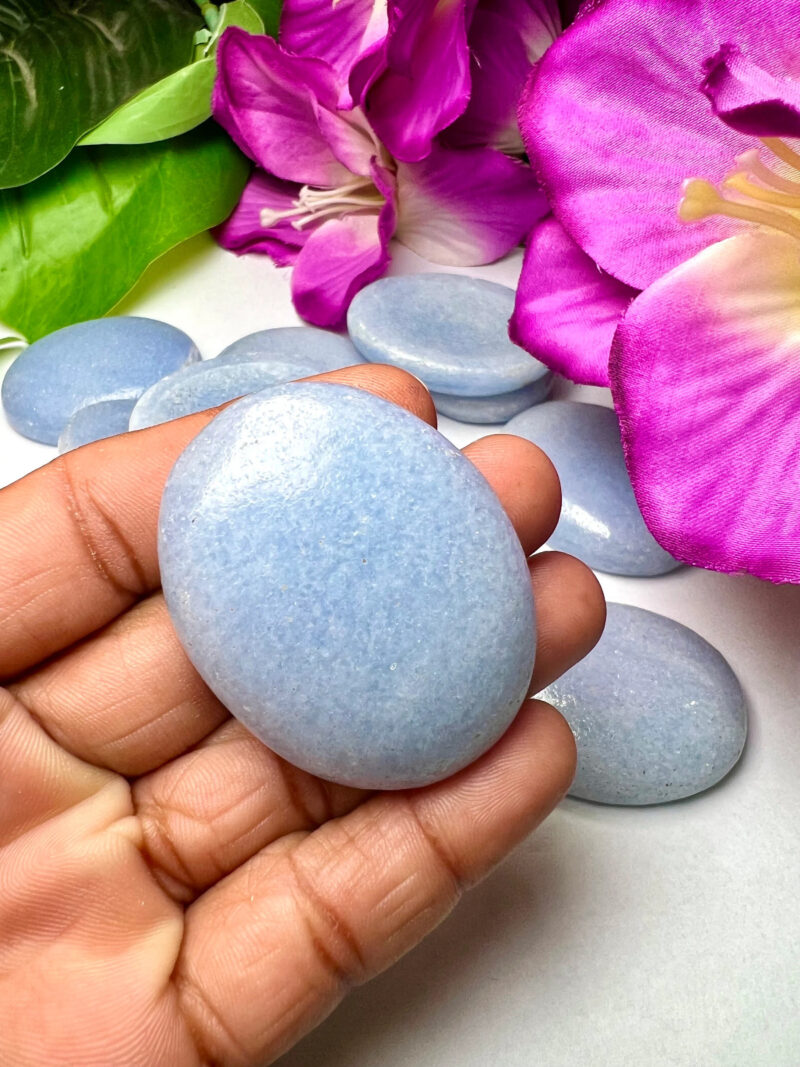 Blue Calcite Stone Oval Shape Worry Stone for Crystal Healing And Meditation - Pocket Palm Stone - Thumb Stone One (1) Piece - Image 5