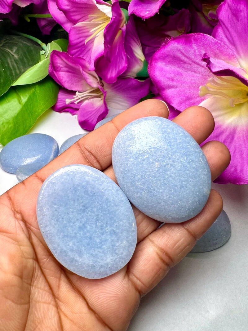 Blue Calcite Stone Oval Shape Worry Stone for Crystal Healing And Meditation - Pocket Palm Stone - Thumb Stone One (1) Piece - Image 8