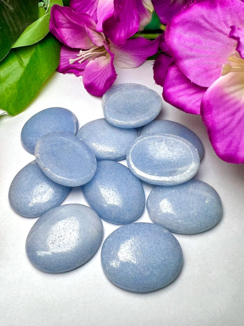 Blue Calcite Stone Oval Shape Worry Stone for Crystal Healing And Meditation - Pocket Palm Stone - Thumb Stone One (1) Piece - Image 9