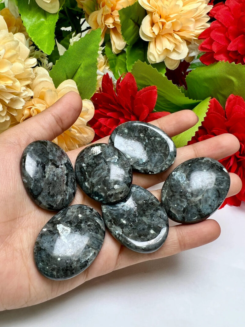 Larvikite Oval Shape Worry Stone for Crystal Healing And Meditation - Pocket Palm Stone - Thumb Stone One (1) Piece