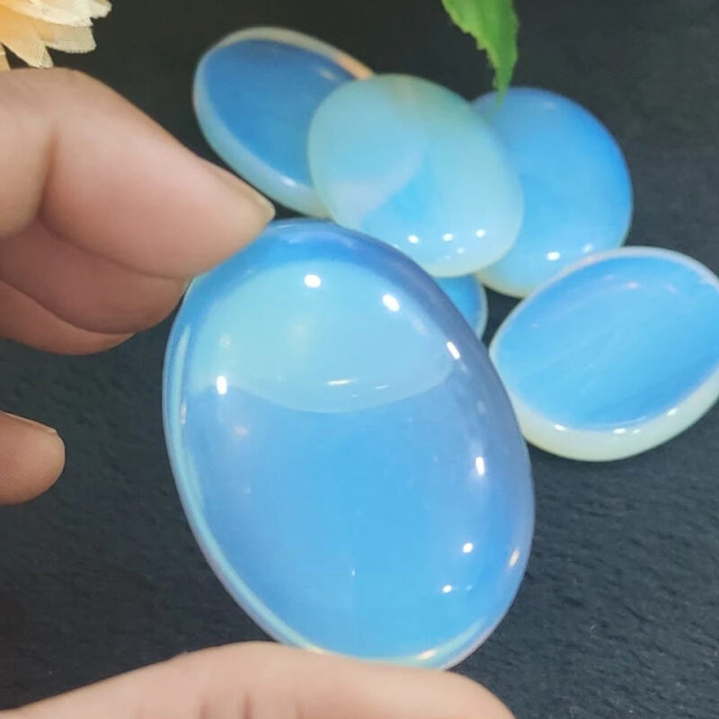Opalite Oval Shape Worry Stone for Crystal Healing And Meditation - Pocket Palm Stone - Thumb Stone One (1) Piece
