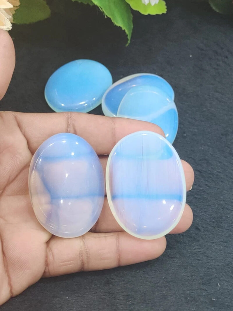 Opalite Oval Shape Worry Stone for Crystal Healing And Meditation - Pocket Palm Stone - Thumb Stone One (1) Piece - Image 8