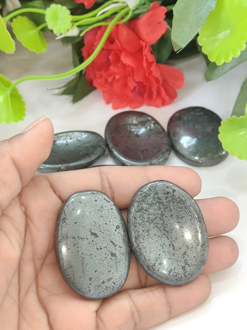 Metallic Gray Hematite Oval Shape Worry Stone for Crystal Healing And Meditation - Pocket Palm Stone - Thumb Stone One (1) Piece - Image 10