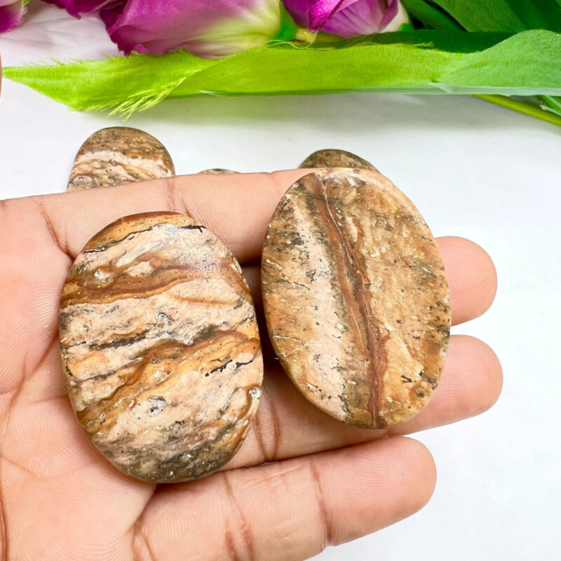 Picture Jasper Stone Oval Shape Worry Stone for Crystal Healing And Meditation - Pocket Palm Stone - Thumb Stone One (1) Piece - Image 2