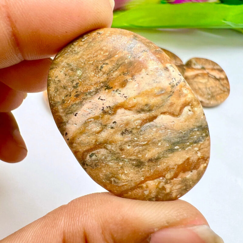 Picture Jasper Stone Oval Shape Worry Stone for Crystal Healing And Meditation - Pocket Palm Stone - Thumb Stone One (1) Piece