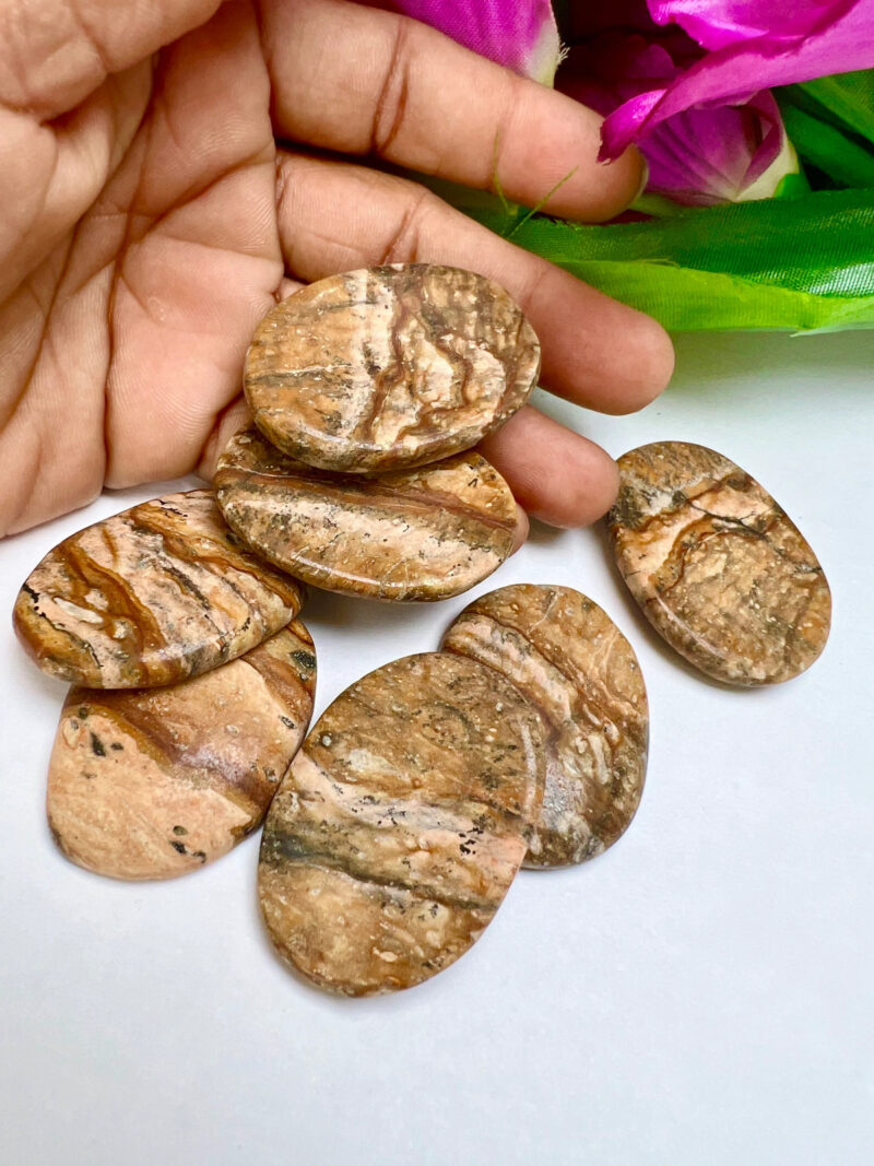 Picture Jasper Stone Oval Shape Worry Stone for Crystal Healing And Meditation - Pocket Palm Stone - Thumb Stone One (1) Piece - Image 4