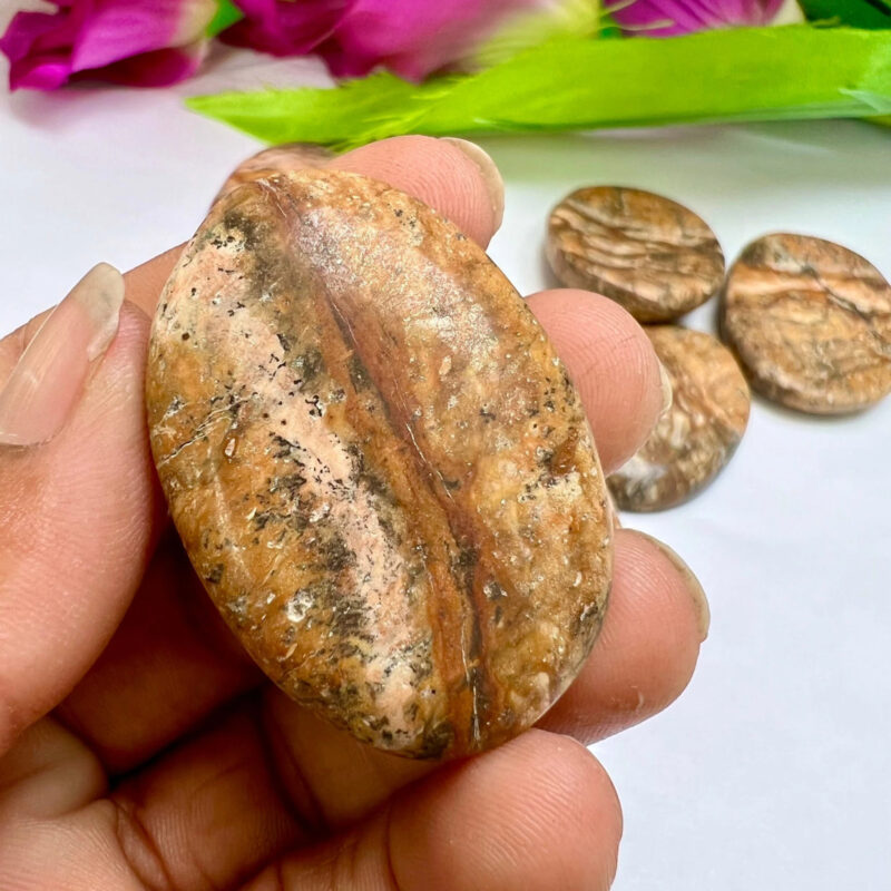 Picture Jasper Stone Oval Shape Worry Stone for Crystal Healing And Meditation - Pocket Palm Stone - Thumb Stone One (1) Piece - Image 5