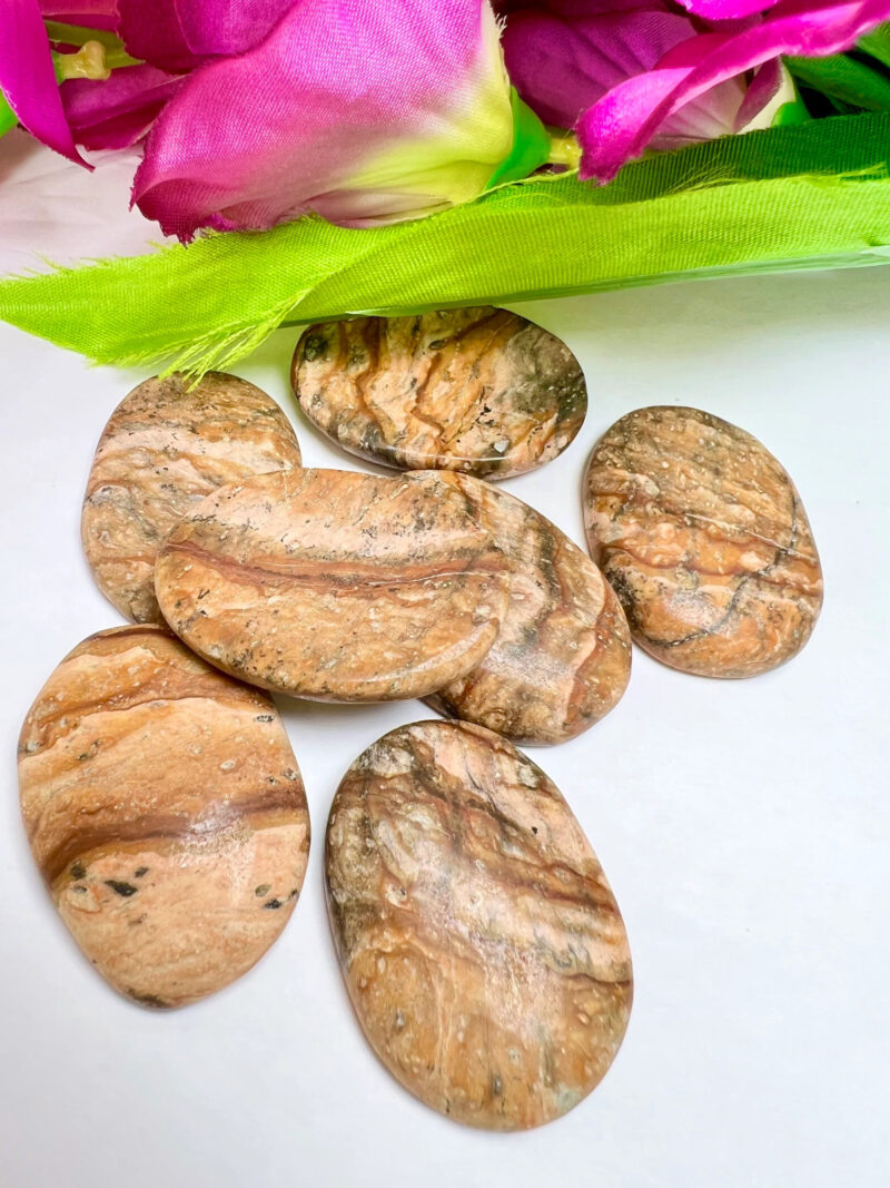 Picture Jasper Stone Oval Shape Worry Stone for Crystal Healing And Meditation - Pocket Palm Stone - Thumb Stone One (1) Piece - Image 7