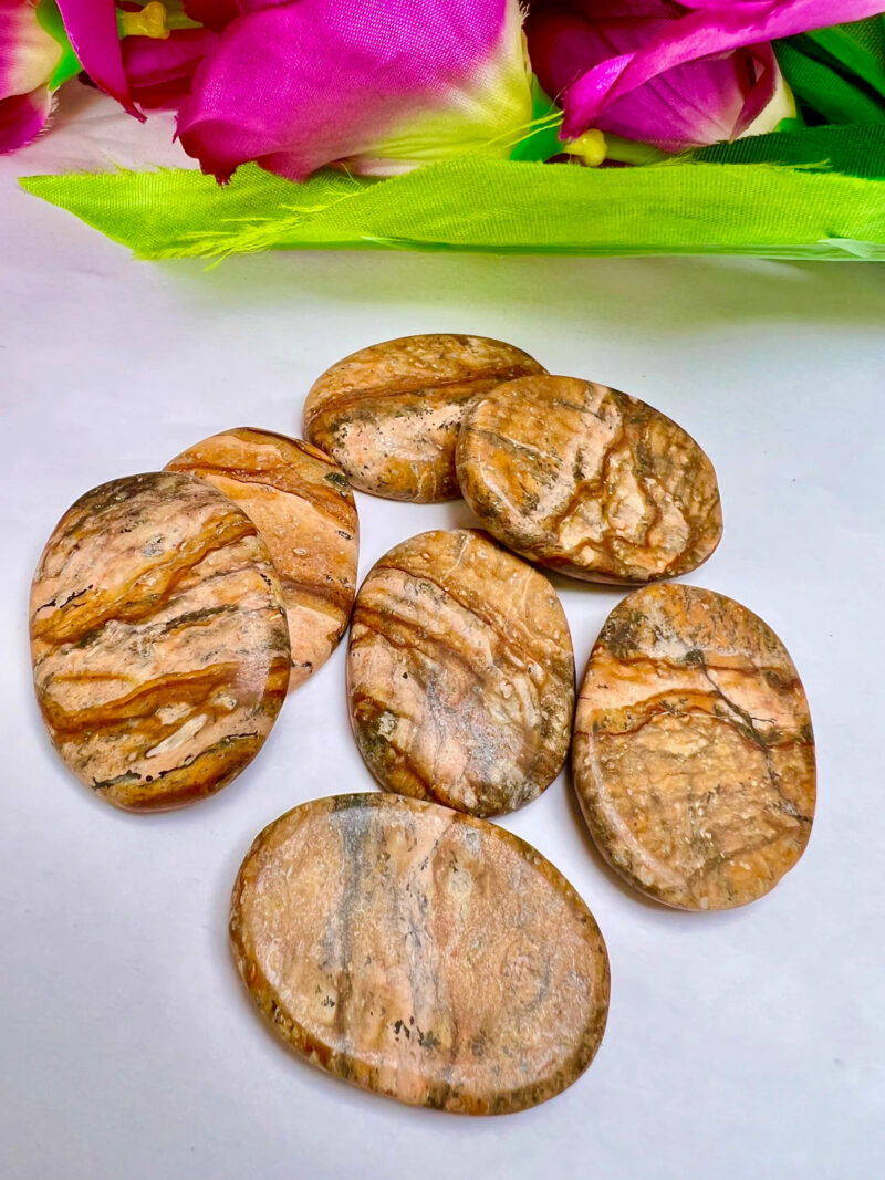 Picture Jasper Stone Oval Shape Worry Stone for Crystal Healing And Meditation - Pocket Palm Stone - Thumb Stone One (1) Piece - Image 8
