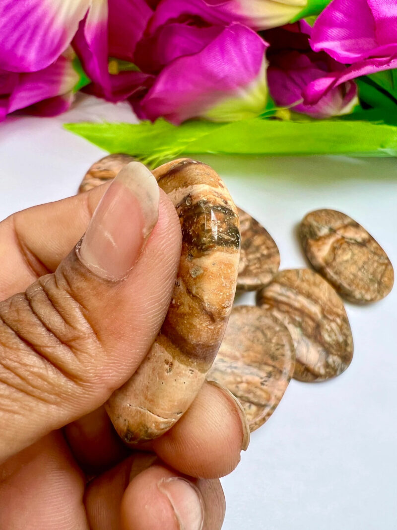 Picture Jasper Stone Oval Shape Worry Stone for Crystal Healing And Meditation - Pocket Palm Stone - Thumb Stone One (1) Piece - Image 9