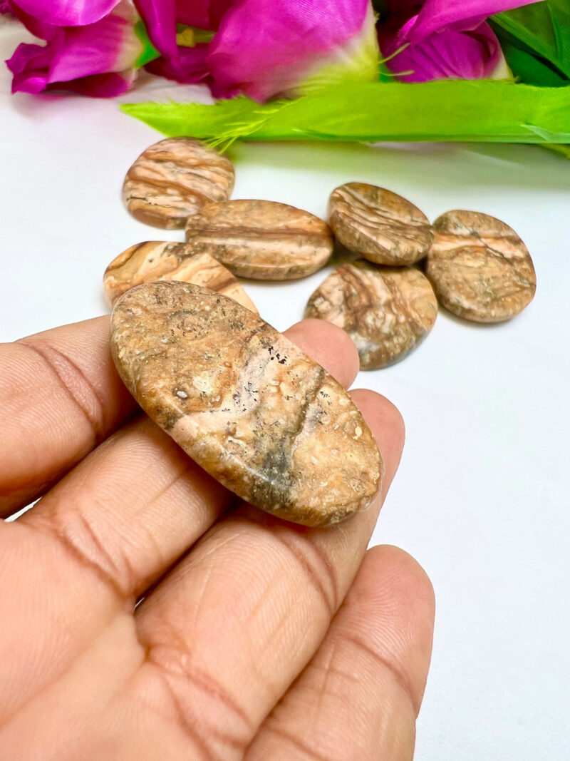 Picture Jasper Stone Oval Shape Worry Stone for Crystal Healing And Meditation - Pocket Palm Stone - Thumb Stone One (1) Piece - Image 11