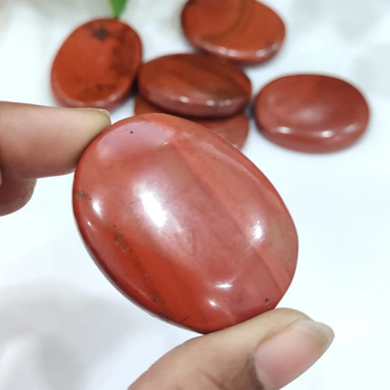 Red Jasper Oval Shape Worry Stone for Crystal Healing And Meditation - Pocket Palm Stone - Thumb Stone One (1) Piece