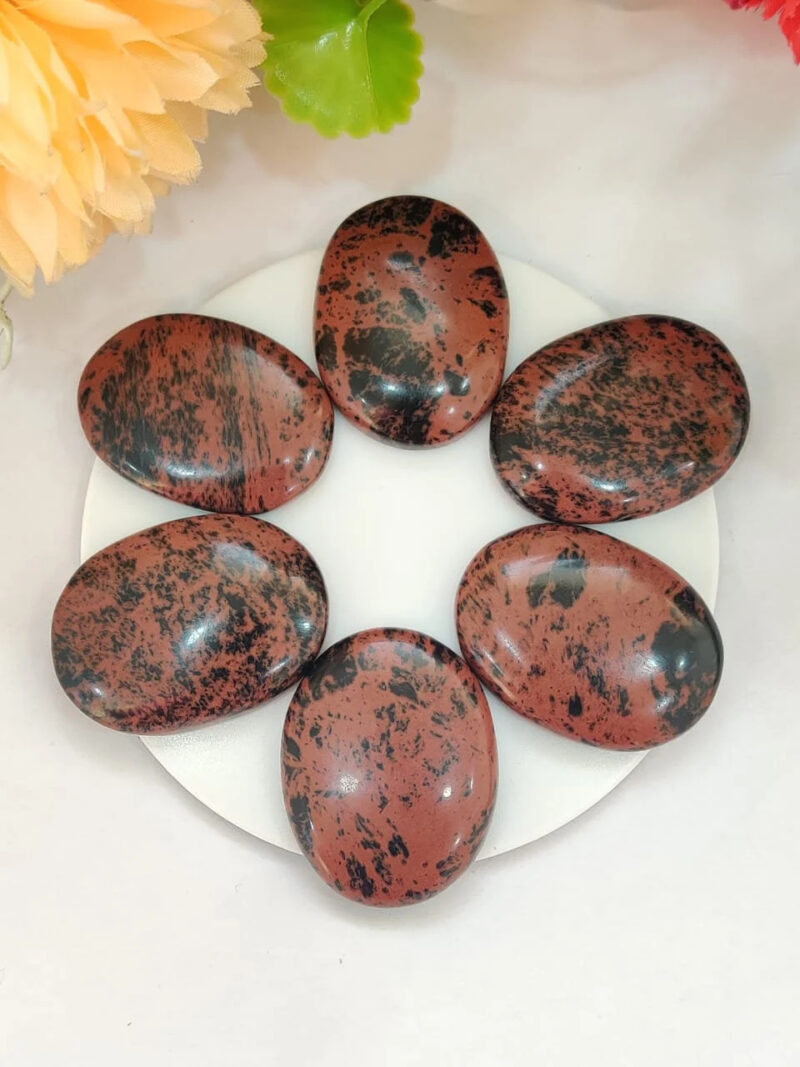 Lovely Reddish Mahogany Obsidian Oval Shape Worry Stone for Crystal Healing And Meditation - Pocket Palm Stone - Thumb Stone One (1) Piece - Image 2