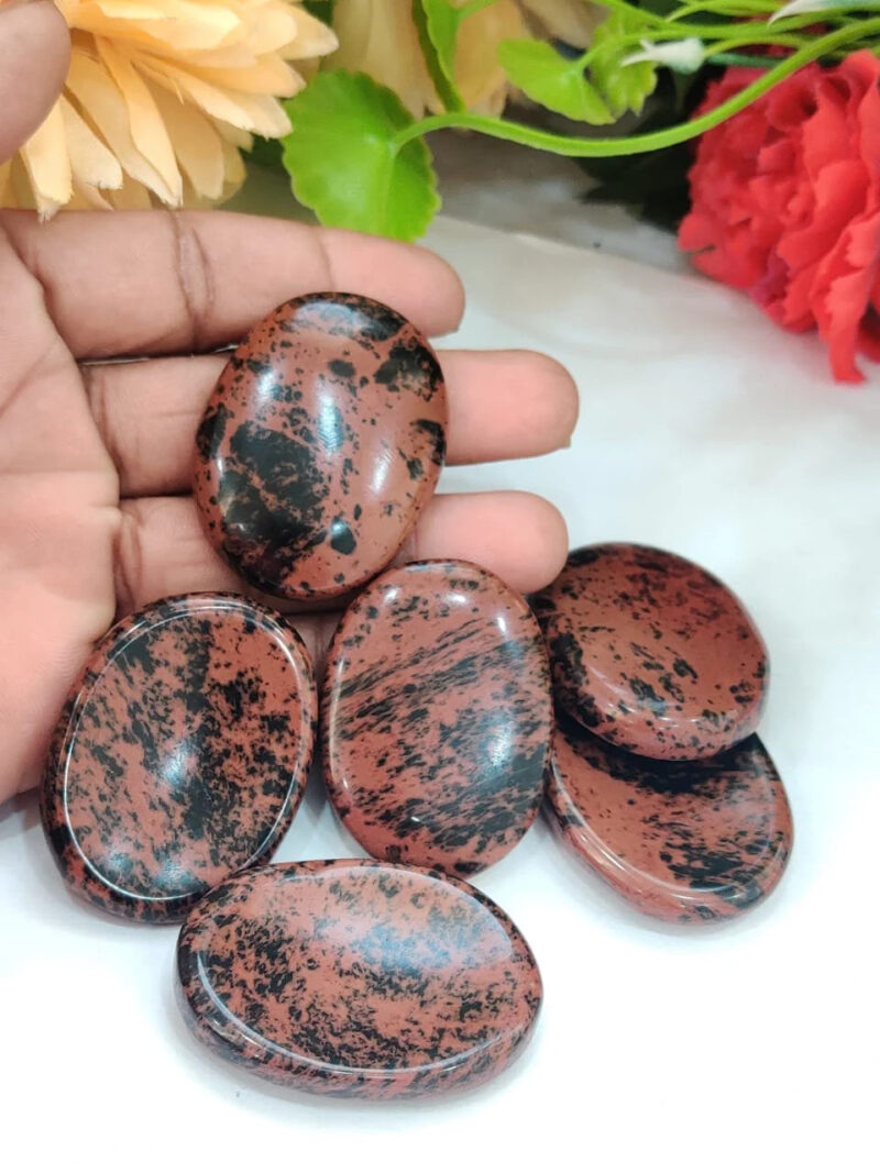 Lovely Reddish Mahogany Obsidian Oval Shape Worry Stone for Crystal Healing And Meditation - Pocket Palm Stone - Thumb Stone One (1) Piece - Image 6