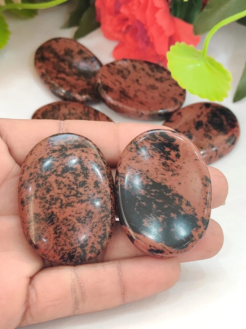 Lovely Reddish Mahogany Obsidian Oval Shape Worry Stone for Crystal Healing And Meditation - Pocket Palm Stone - Thumb Stone One (1) Piece - Image 7