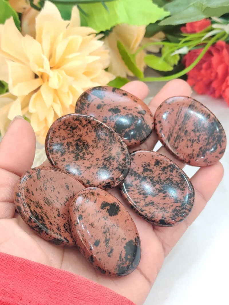Lovely Reddish Mahogany Obsidian Oval Shape Worry Stone for Crystal Healing And Meditation - Pocket Palm Stone - Thumb Stone One (1) Piece - Image 9