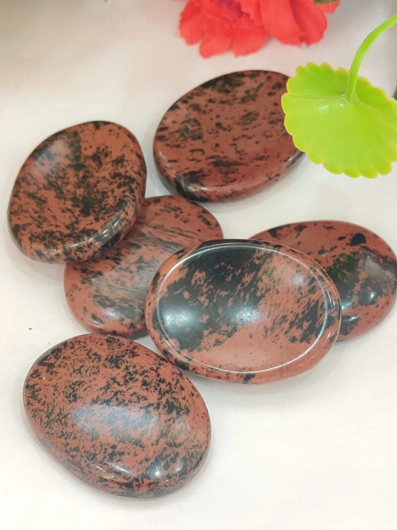 Lovely Reddish Mahogany Obsidian Oval Shape Worry Stone for Crystal Healing And Meditation - Pocket Palm Stone - Thumb Stone One (1) Piece - Image 10
