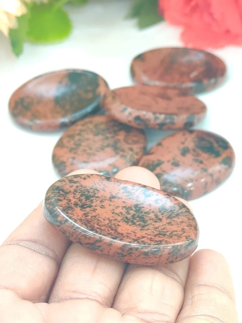 Lovely Reddish Mahogany Obsidian Oval Shape Worry Stone for Crystal Healing And Meditation - Pocket Palm Stone - Thumb Stone One (1) Piece - Image 11