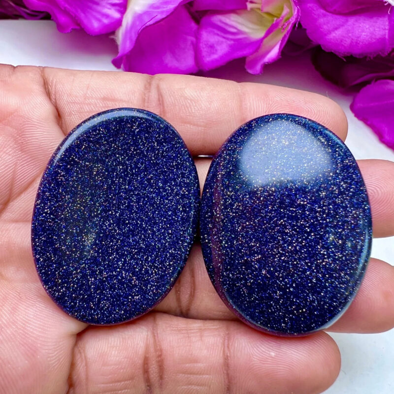 BLUE Goldstone Sun Sitara Oval Shape Worry Stone for Crystal Healing And Meditation - Pocket Palm Stone - Thumb Stone One (1) Piece - Image 3