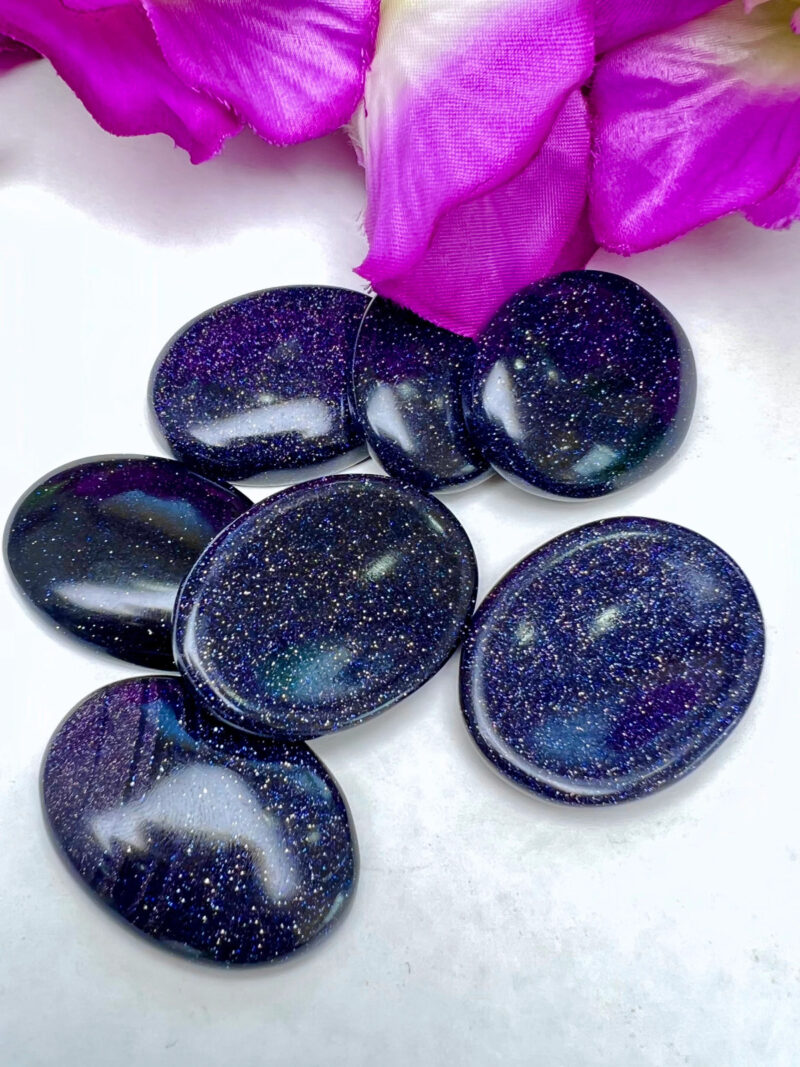 BLUE Goldstone Sun Sitara Oval Shape Worry Stone for Crystal Healing And Meditation - Pocket Palm Stone - Thumb Stone One (1) Piece - Image 4