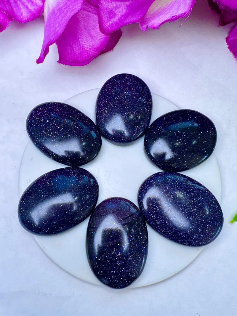 BLUE Goldstone Sun Sitara Oval Shape Worry Stone for Crystal Healing And Meditation - Pocket Palm Stone - Thumb Stone One (1) Piece - Image 7
