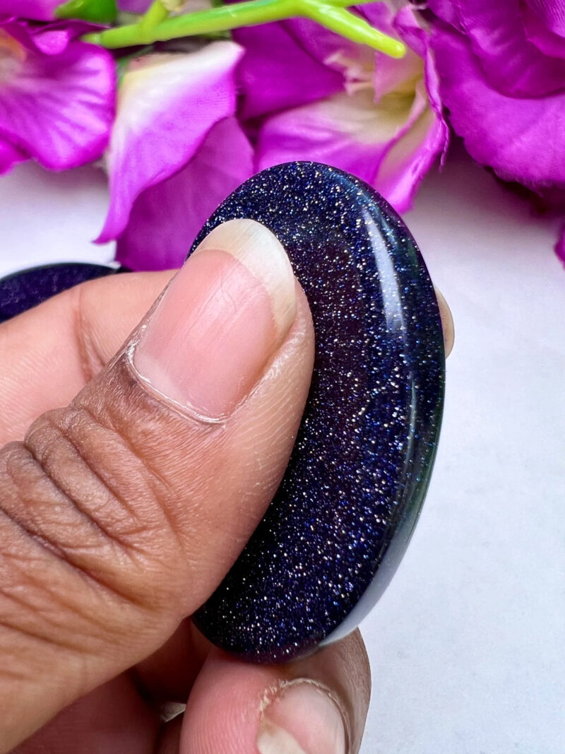 BLUE Goldstone Sun Sitara Oval Shape Worry Stone for Crystal Healing And Meditation - Pocket Palm Stone - Thumb Stone One (1) Piece - Image 10