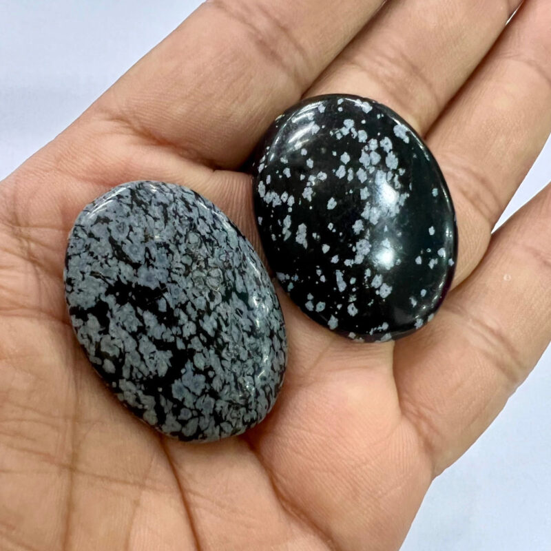 Snowflake Obsidian Oval Shape Worry Stone for Crystal Healing And Meditation - Pocket Palm Stone - Thumb Stone One (1) Piece - Image 3