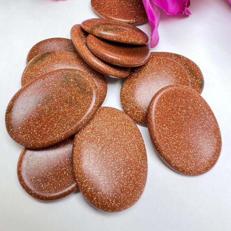 Goldstone Sun Sitara Oval Shape Worry Stone for Crystal Healing And Meditation - Pocket Palm Stone - Thumb Stone One (1) Piece - Image 2