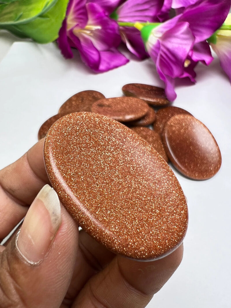 Goldstone Sun Sitara Oval Shape Worry Stone for Crystal Healing And Meditation - Pocket Palm Stone - Thumb Stone One (1) Piece - Image 4