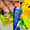 Lapis Lazuli Faceted Cone Pendulum Gemstone Dowsing Pendulum Chain Attached Reiki Crystal Healing