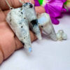 White Rainbow MoonStone Faceted Cone Pendulum Gemstone Dowsing Pendulum Chain Attached Reiki Crystal Healing