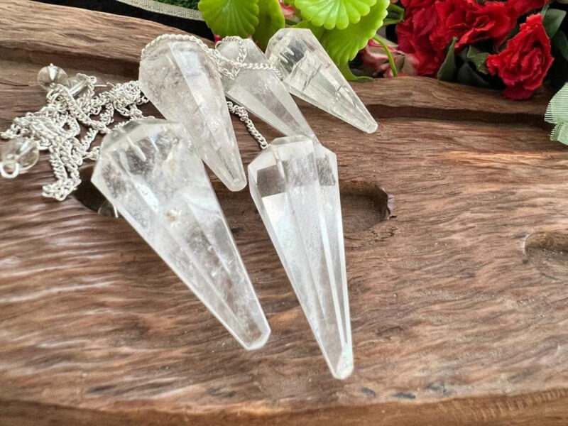 Himalya Crystal Quartz Pendulum Gemstone Dowsing Pendulum Chain Attached Reiki Crystal Healing - Image 9