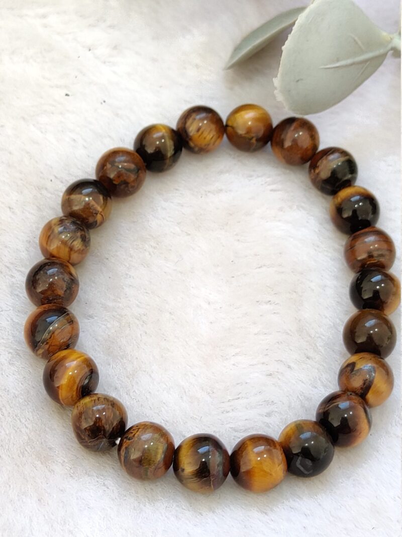 Tiger's Eye Stone Round Beaded Bracelet 8 MM  Stretch Bracelet - Image 2