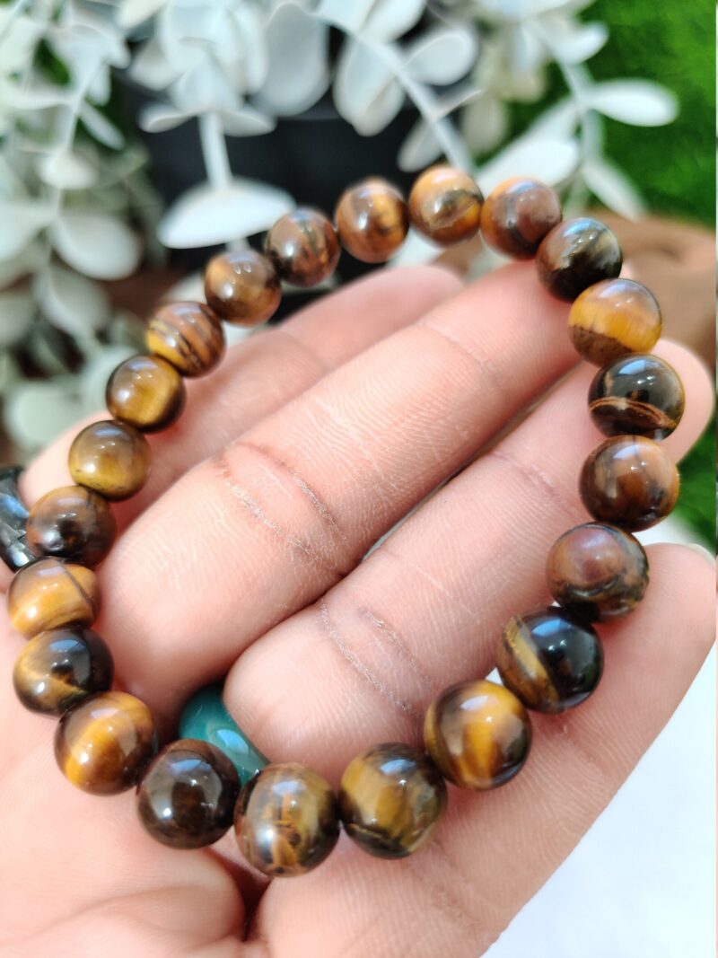 Tiger's Eye Stone Round Beaded Bracelet 8 MM  Stretch Bracelet - Image 4