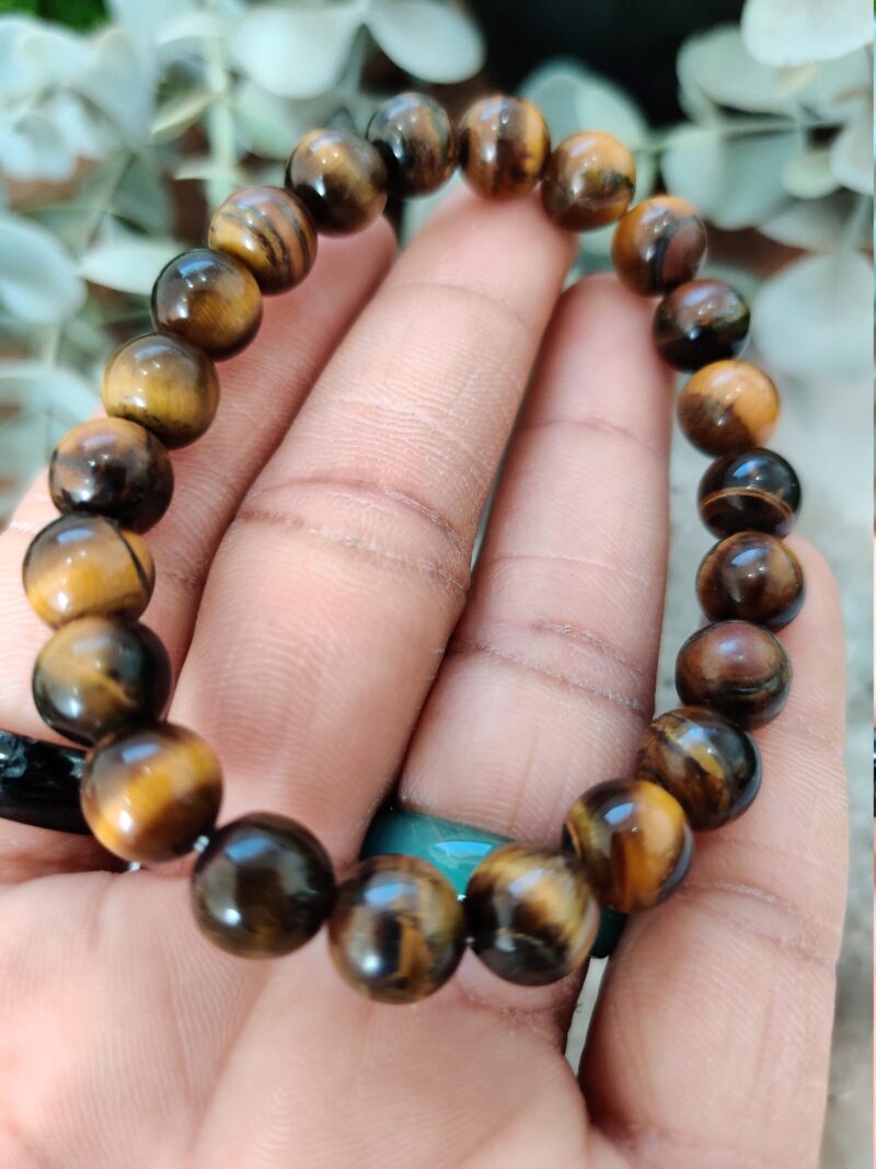 Tiger's Eye Stone Round Beaded Bracelet 8 MM  Stretch Bracelet - Image 5