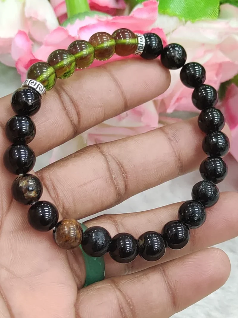 Czech Republic Moldavite Brazilian Black Tourmaline Stone Bracelet Negative Energy Protection Bracelet Grounding Stone  Gift For All - Image 4