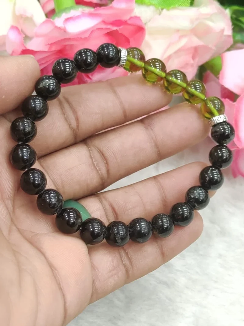 Czech Republic Moldavite Brazilian Black Tourmaline Stone Bracelet Negative Energy Protection Bracelet Grounding Stone  Gift For All - Image 5