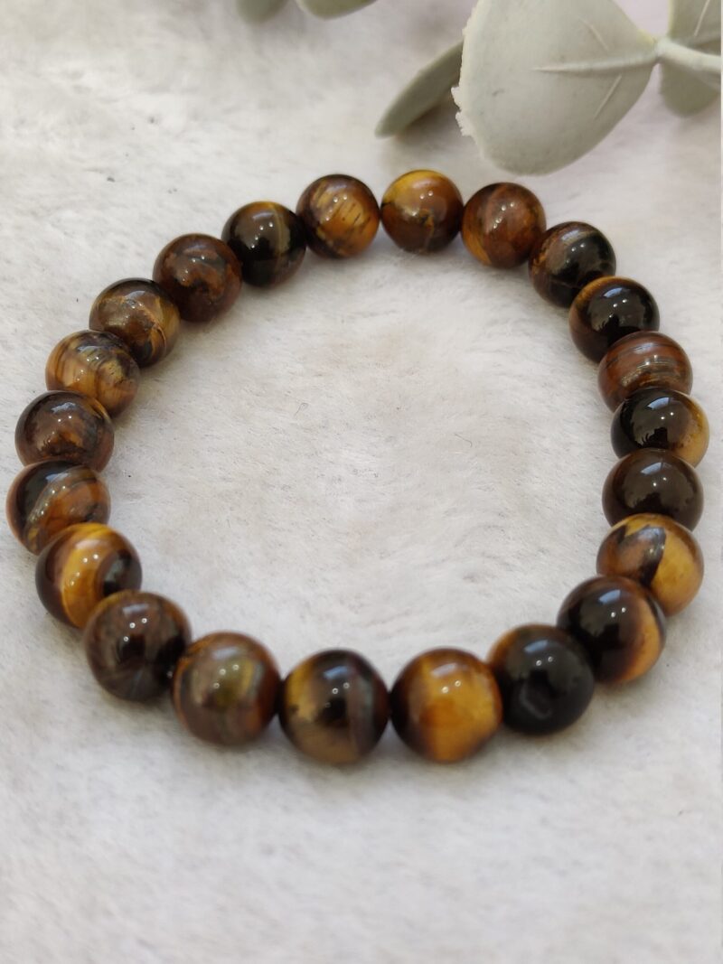 Tiger's Eye Stone Round Beaded Bracelet 8 MM  Stretch Bracelet - Image 6