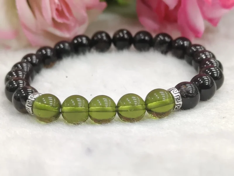 Czech Republic Moldavite Brazilian Black Tourmaline Stone Bracelet Negative Energy Protection Bracelet Grounding Stone  Gift For All - Image 7
