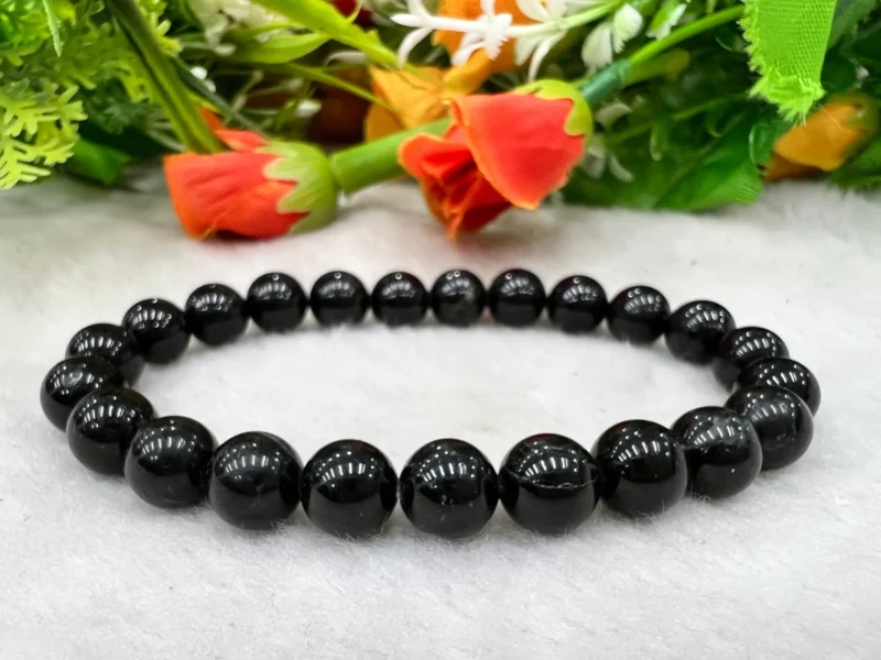 Black Tourmaline Stone Bracelet 6mm 8mm 10mm 12 mm Negative Energy Protection Bracelet Grounding Stone  Gift For All Stretch Bracelet - Image 3