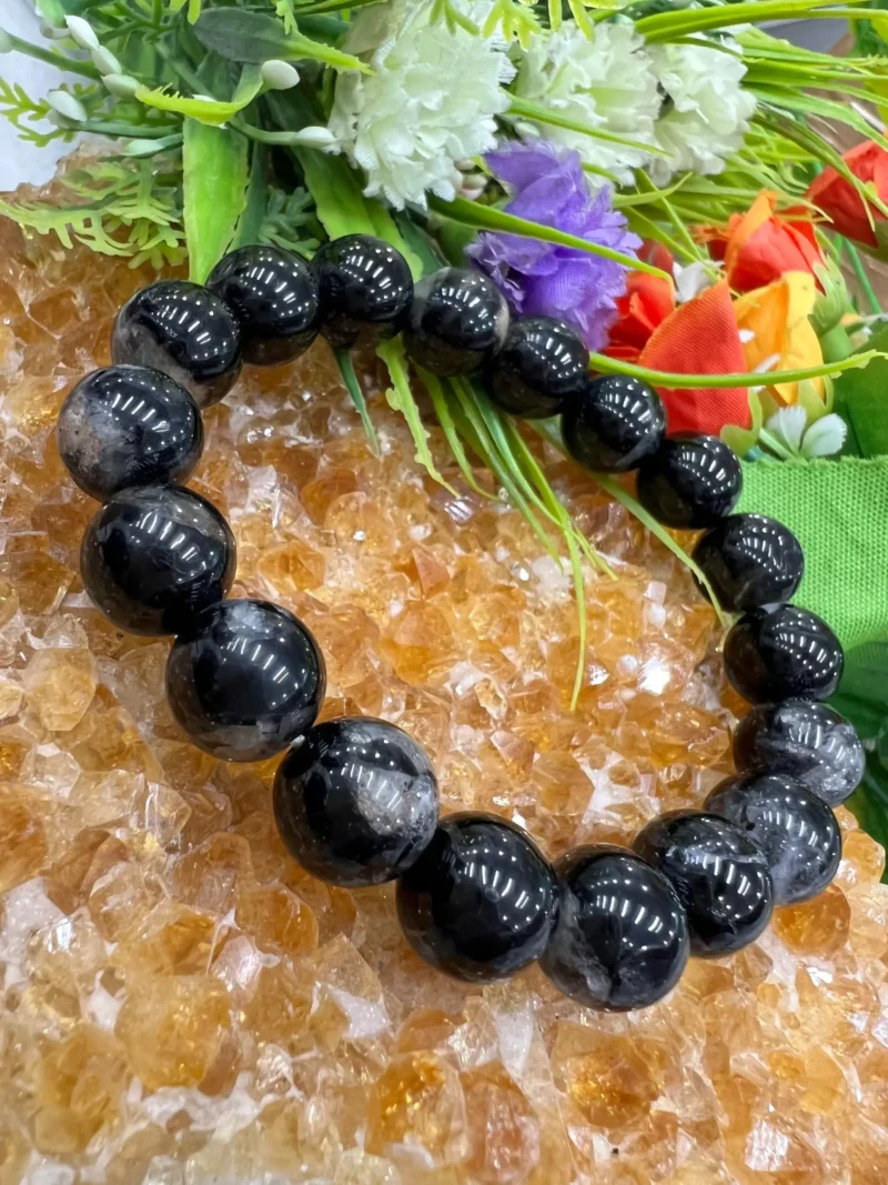 Black Tourmaline Stone Bracelet 6mm 8mm 10mm 12 mm Negative Energy Protection Bracelet Grounding Stone  Gift For All Stretch Bracelet - Image 4