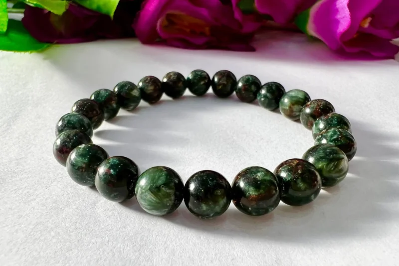 Seraphinite Stone Round Beaded Bracelet 8mm Stretch Bracelet - Image 2